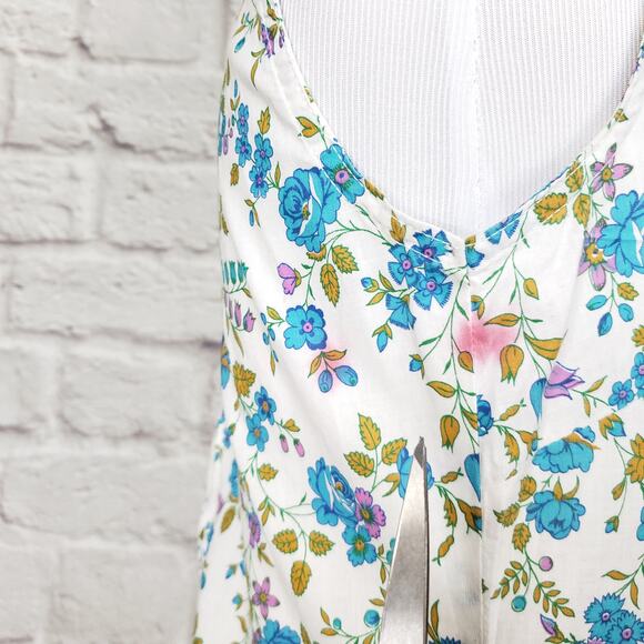 Vintage 1970s Sheath Dress Blue Floral Peterpan Collar Shirred Neckline Fits XS - Picture 8 of 13